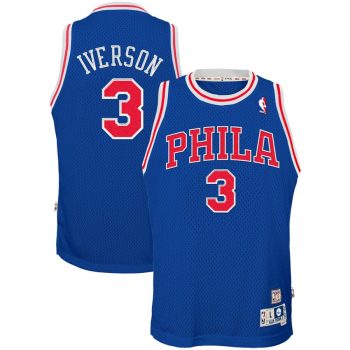 Allen Iverson Philadelphia 76ers Mitchell & Ness Youth Hardwood Classics Swingman Throwback Jersey – Royal