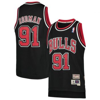 Dennis Rodman Chicago Bulls Mitchell & Ness Youth Hardwood Classics Swingman Jersey – Black