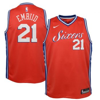 Joel Embiid Philadelphia 76ers Nike Youth Swingman Jersey Red - Statement Edition