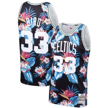 Larry Bird Boston Celtics Mitchell & Ness Floral Fashion 1985-86 Hardwood Classics Swingman Jersey – Black