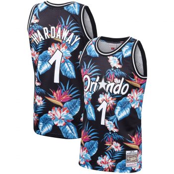 Penny Hardaway Orlando Magic Mitchell & Ness Floral Fashion 1994-95 Hardwood Classics Swingman Jersey – Black