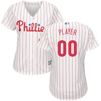 Philadelphia Phillies Majestic Women's Home Cool Base Custom Jersey – White/Scarlet