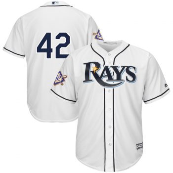 Tampa Bay Rays Majestic 2019 Jackie Robinson Day Official Cool Base Jersey – White