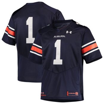 #1 Auburn Tigers Under Armour Premier Football Jersey – Navy