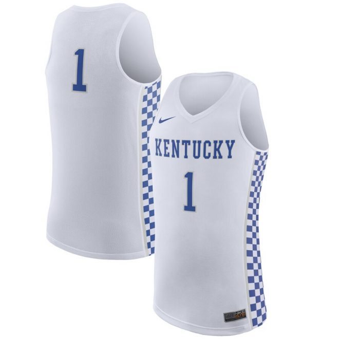 #1 Kentucky Wildcats Nike Replica Basketball Jersey - White