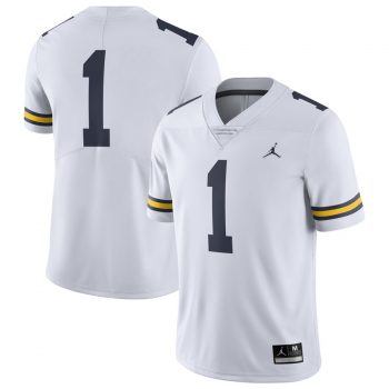 #1 Michigan Wolverines Nike Limited Football Jersey - White