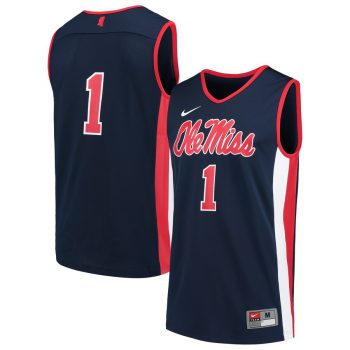 #1 Ole Miss Rebels Nike Team Basketball Jersey – Navy