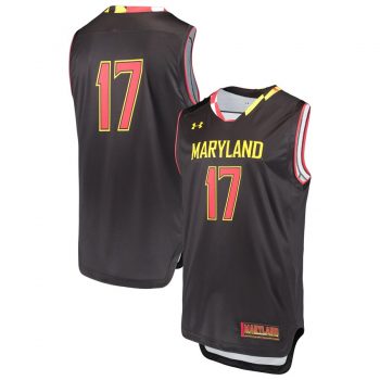 #17 Maryland Terrapins Under Armour Replica Performance Basketball Jersey – Black