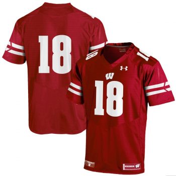 #18 Wisconsin Badgers Under Armour Replica Football Jersey – Red