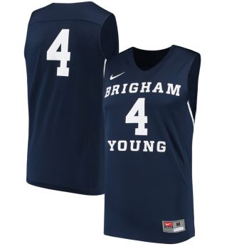 #4 BYU Cougars Nike College Basketball Replica Jersey – Navy