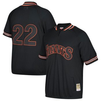 Will Clark San Francisco Giants Mitchell & Ness Cooperstown Collection Mesh Batting Practice Quarter-Zip Jersey - Black