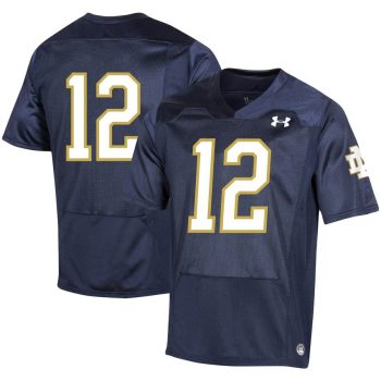 #12 Notre Dame Fighting Irish Under Armour Youth 2019 Replica Football Jersey – Navy