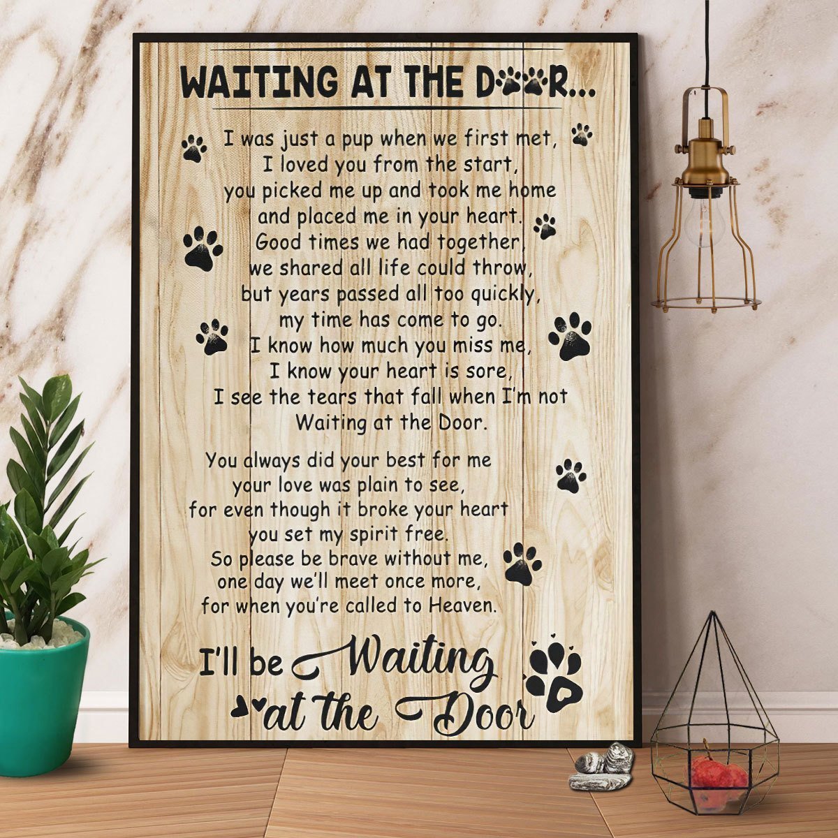 Paw Dog Waiting At The Door I'll Be Waiting At The Door Satin Poster 